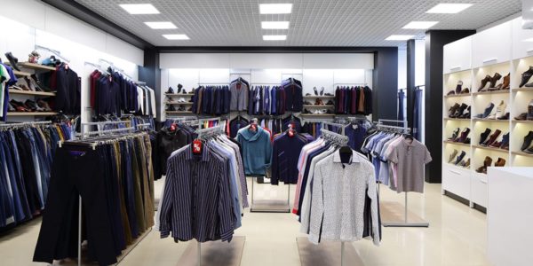 Men's clothing store in mall with LED lighting