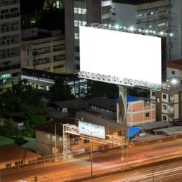 Billboard at night over highway